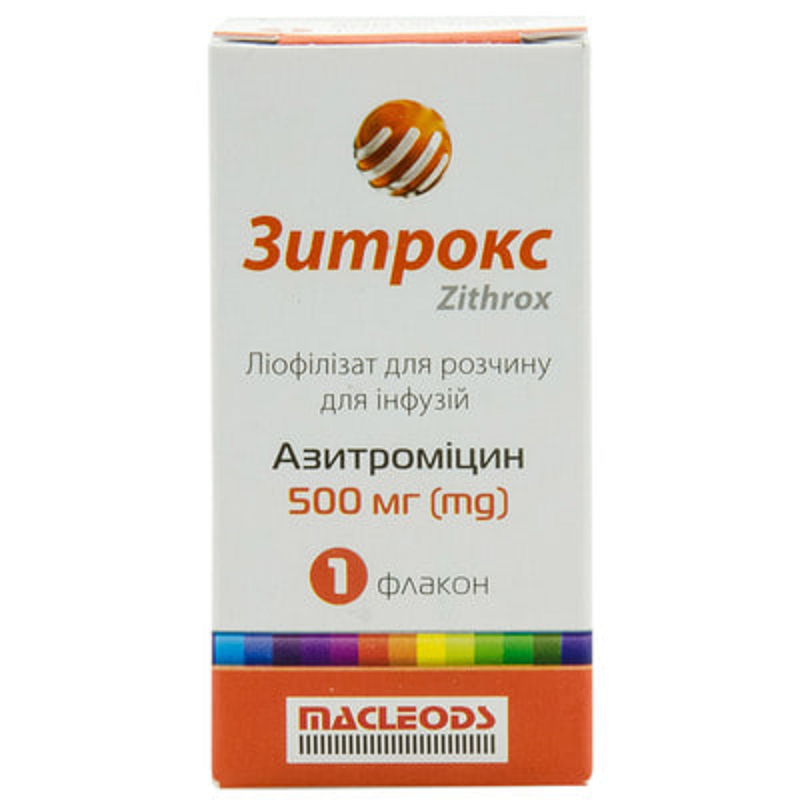 Зитрокс ліофіл. д/р-ну д/інф. 500мг №1